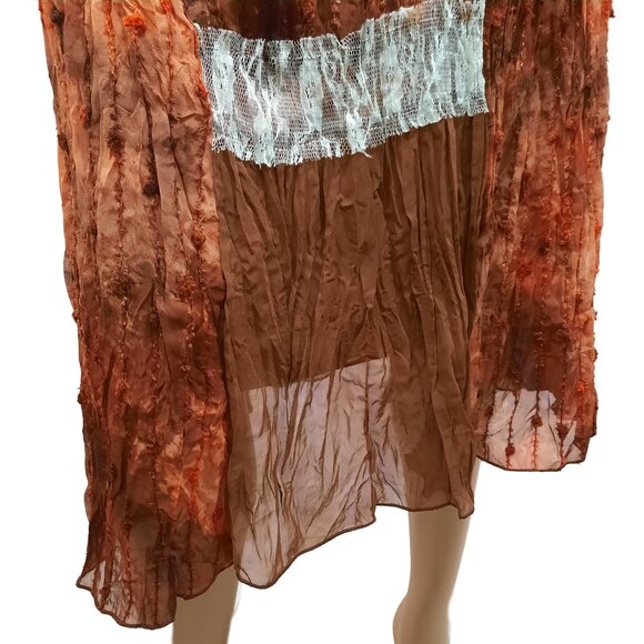 Vintage 90 Midi Skirt Boho Peasant Beaded Lace Trim Size S Fairy Grunge - Picture 3 of 10